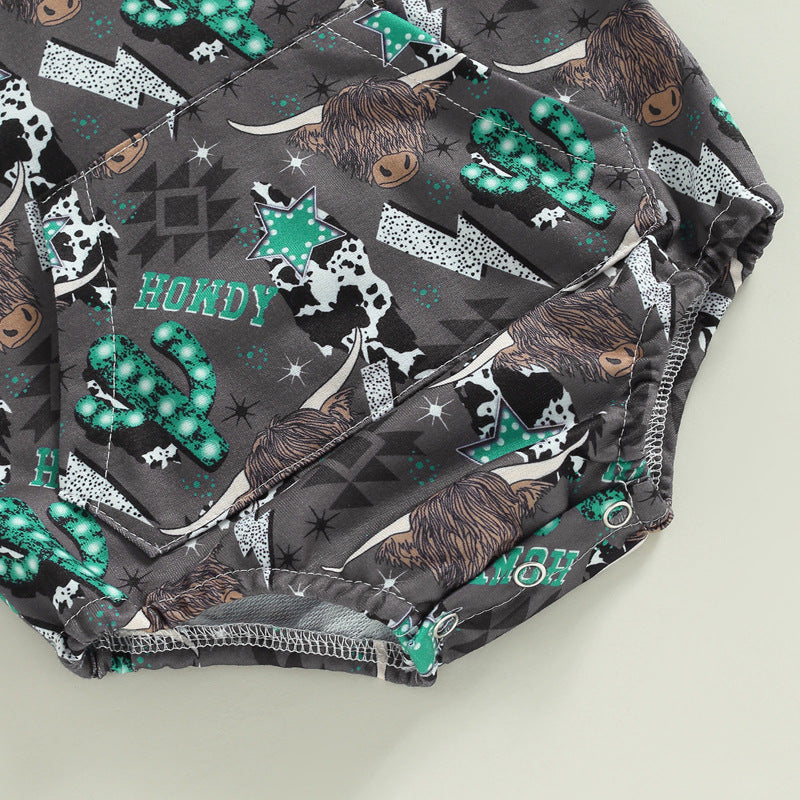 Algodón al por mayor 2023 Nuevo Aztec Western Cowboy Style Howdy Kids Onesies