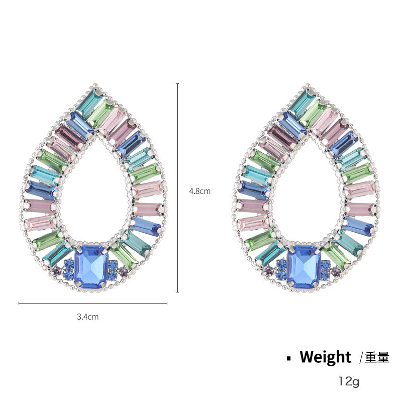 Wholesale Summer Female Colorful Shaped Fashion Glass Diamond Earrings