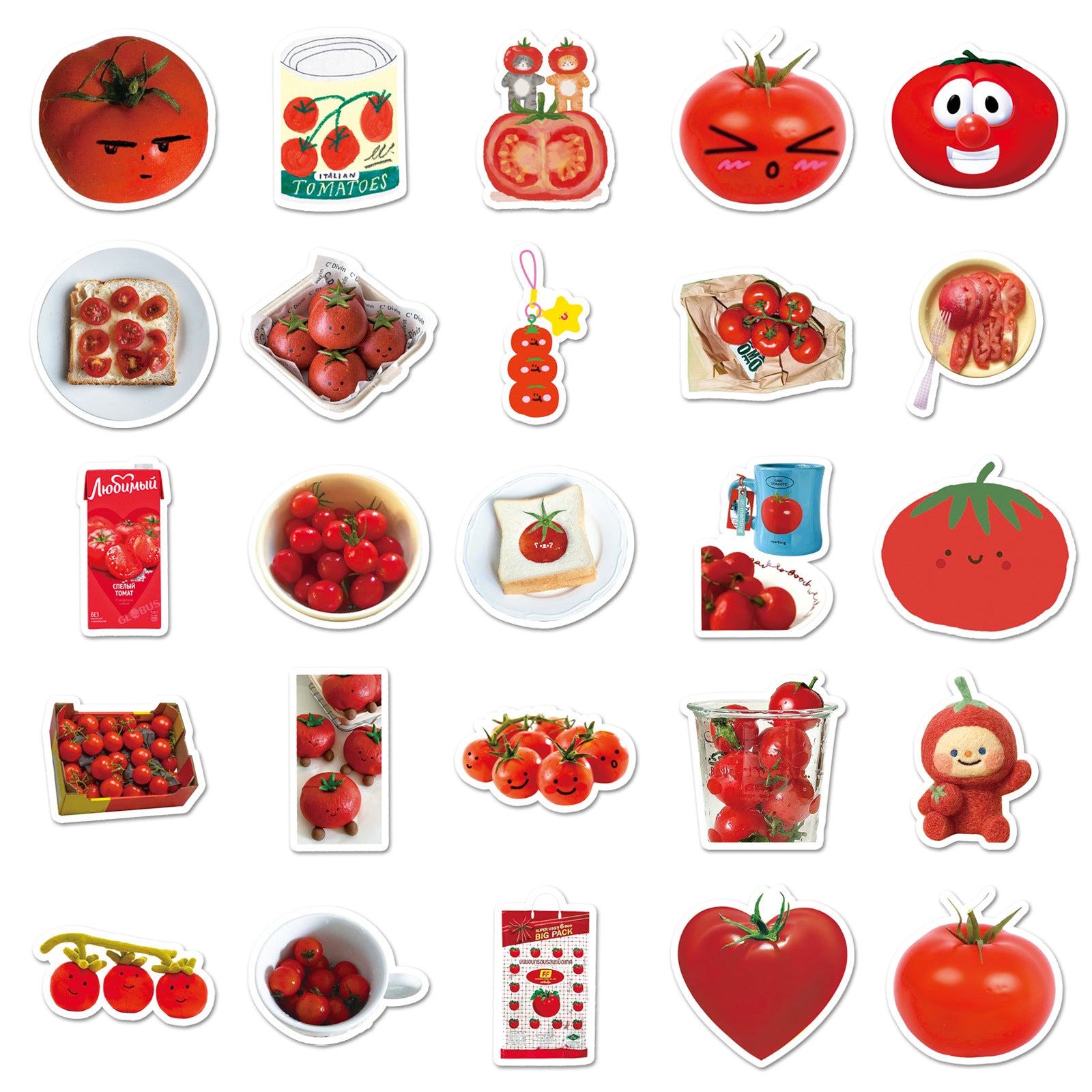 Wholesale 50 Red Cartoon Lucky Little Tomato Doodle Stickers