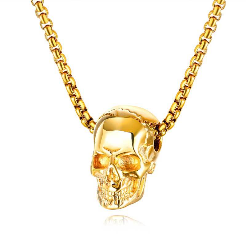 Wholesale Skull Head Titanium Steel Necklace Vintage Stainless Steel Hip Hop Men's Accessories