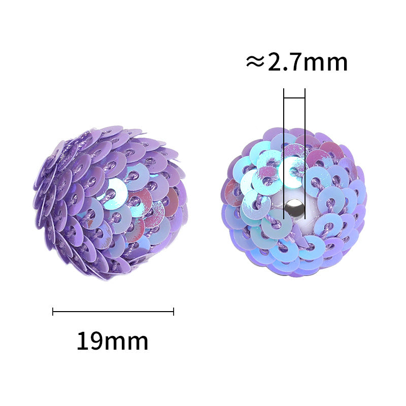 Wholesale Random 50pcs/pack  Colorful fish scale sequined spheres with straight holes