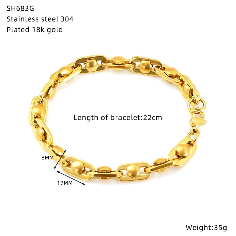 Wholesale fashion stainless steel hip-hop bracelet  unisex jewelry
