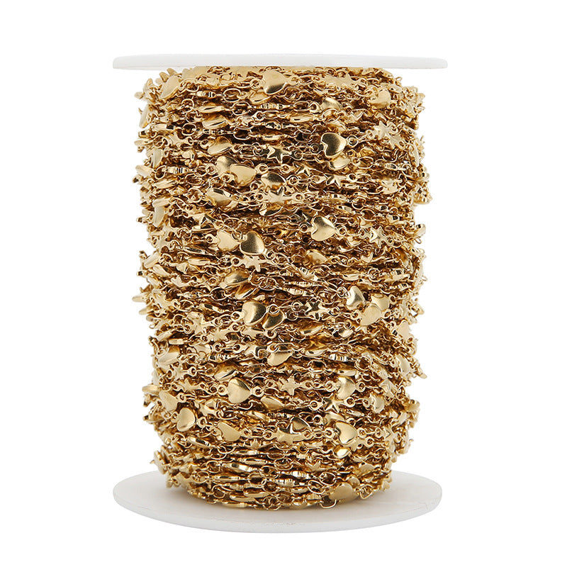 Wholesale 5mm 2PCS Stainless Steel Heart-shaped Star Chain DIY Jewelry Pendants