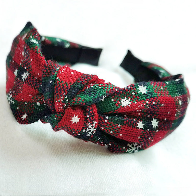 Wholesale Christmas Series Plaid Bow Cloth Headband