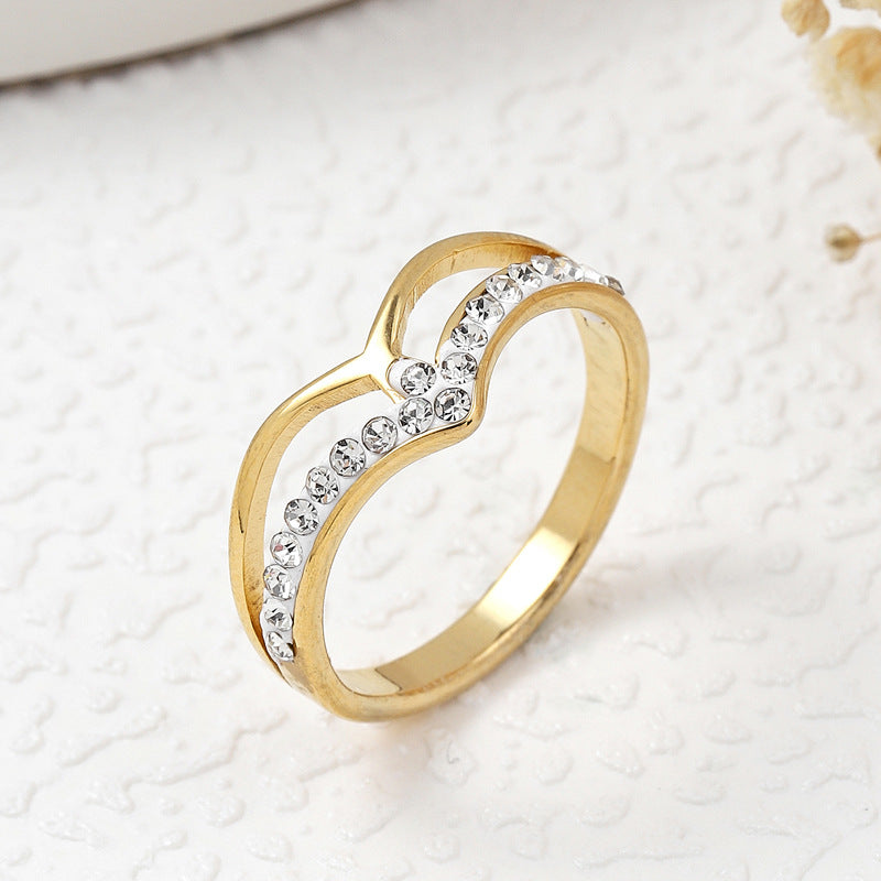 Wholesale stainless steel irregular gold crown inlaid clay diamond ring