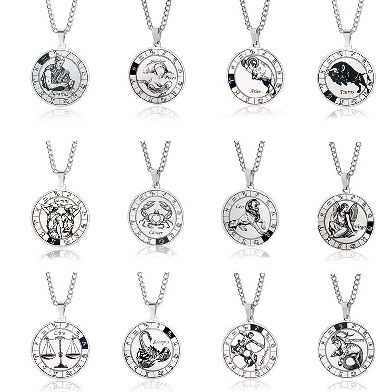 Wholesale 12 Constellation Stainless Steel Necklace