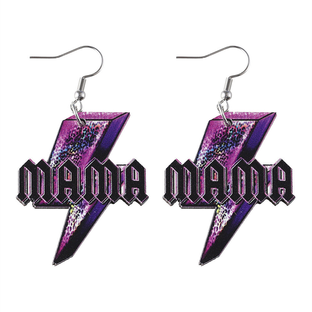 Wholesale Western style leopard print lightning wooden double-sided earrings