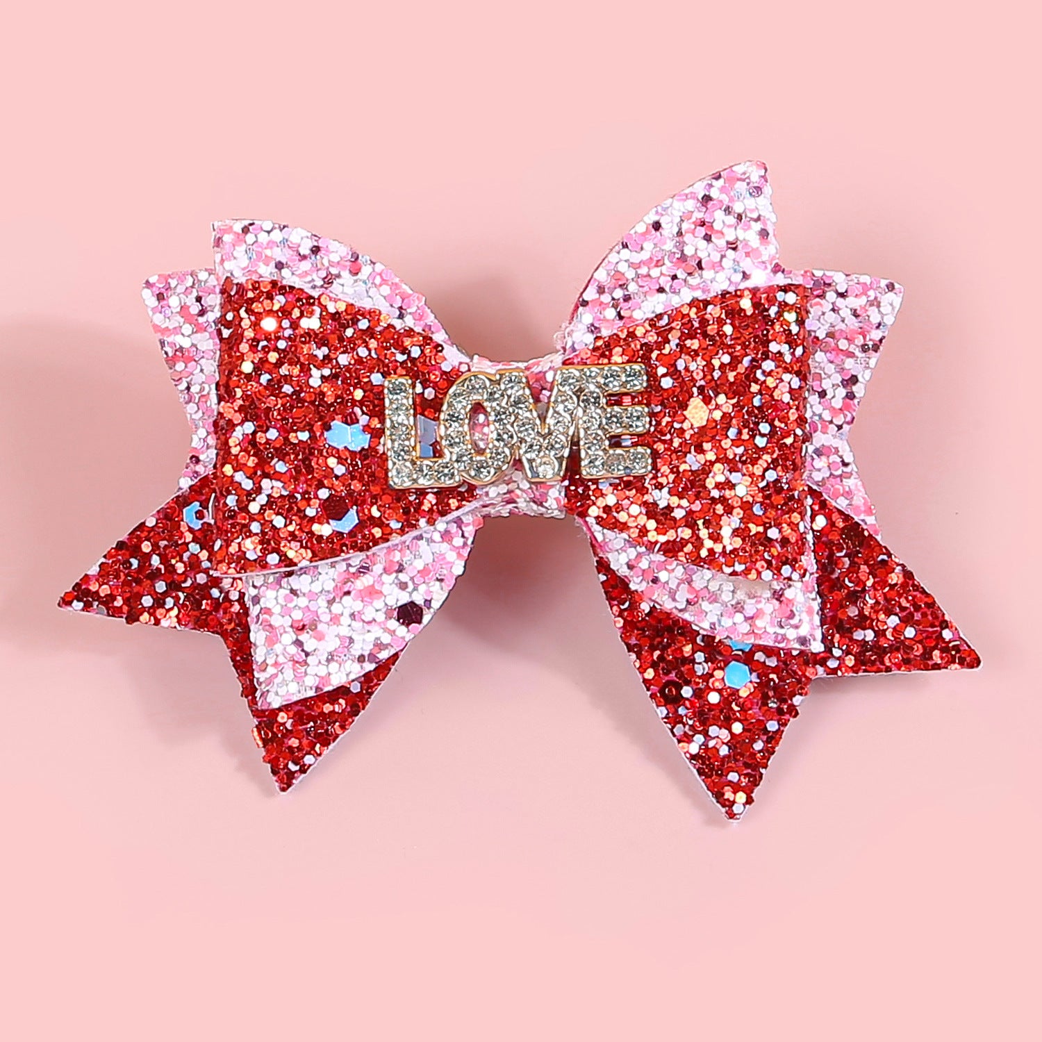 Wholesale Valentine's Day Party Bow Hairpin Children's Scallion Powder Glitter Bow Hair Accessories