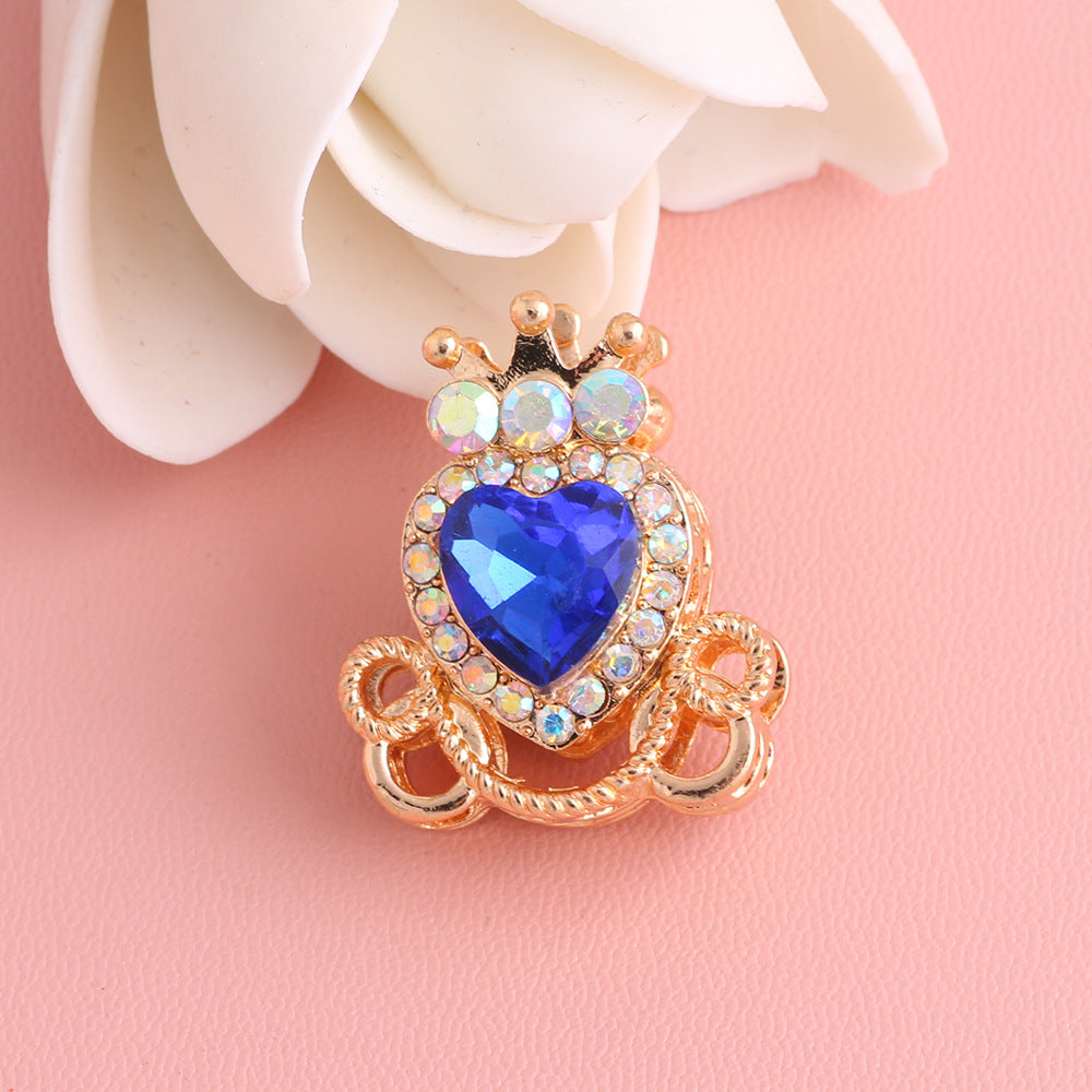 Wholesale 5pcs/pack  Pumpkin carriage heart-shaped crystal alloy rhinestone ball with straight hole  Fancy Beads