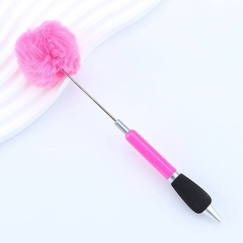 Wholesale 50pcs DIY Hair Ball Cute Girl Heart Furry Cute Round Beads Furry Plastic Beads Pen