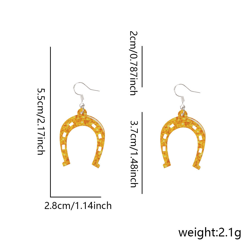 Wholesale St.  Patrick' s Day four-leaf clover hat with acrylic earrings