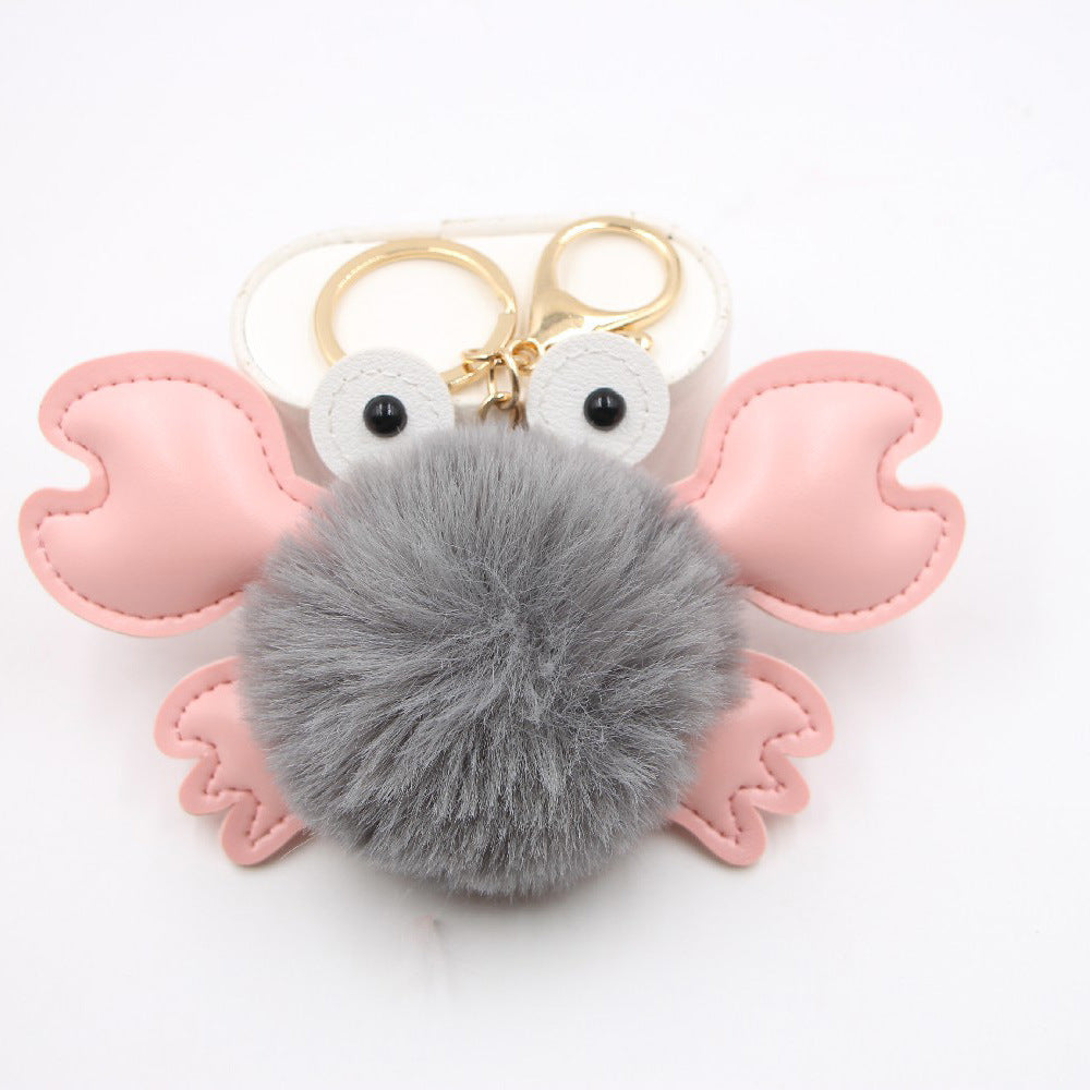 Wholesale Stylish White Leather Crab Pendant Keychain Bag Charm Decorative Gift Accessory