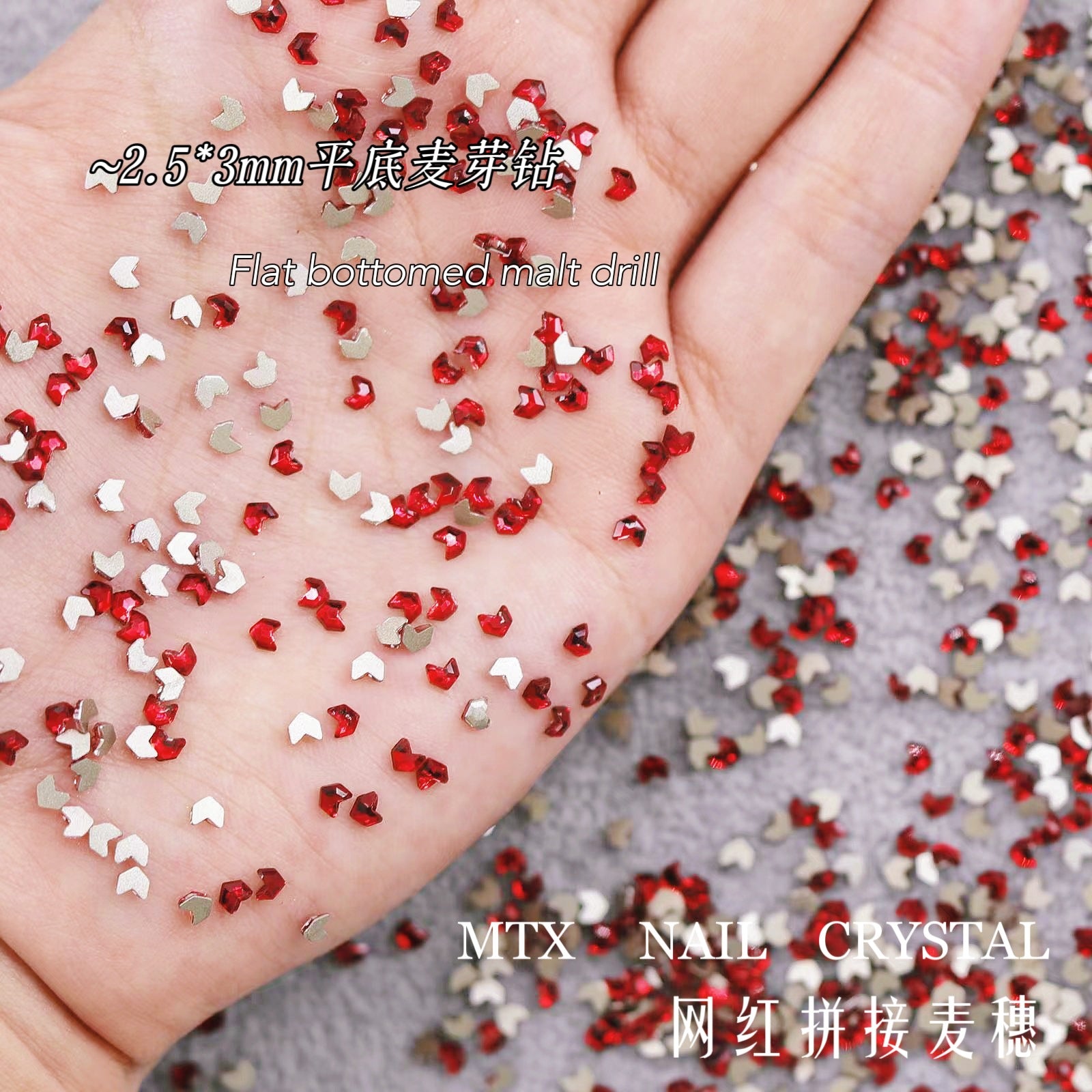 Wholesale 100pcs K9 Nail Art Wheat Germ Diamond Flat-bottomed Diamond Small Transparent White Wheat Ear Crystal Shaped Diamond Nail Art Accessories