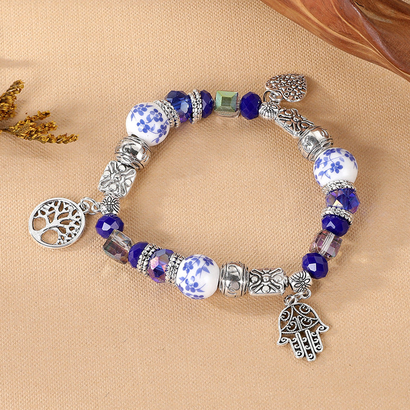 Wholesale Vintage Handmade Miao Bracelet Silver Tone Alloy With Turquoise Blue Accents Fashion Jewelry Accessory Travel Souvenir Gift