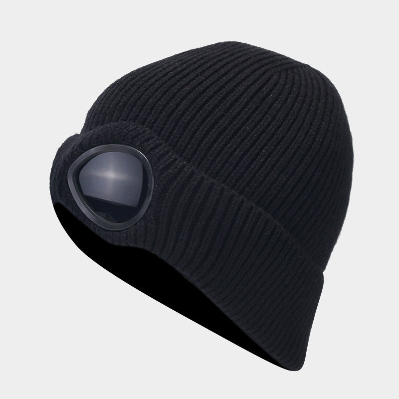 Wholesale Woolen Glasses Hat, Ear Protection Knitted Hat Plus Velvet Warm Outdoor Ski Hat