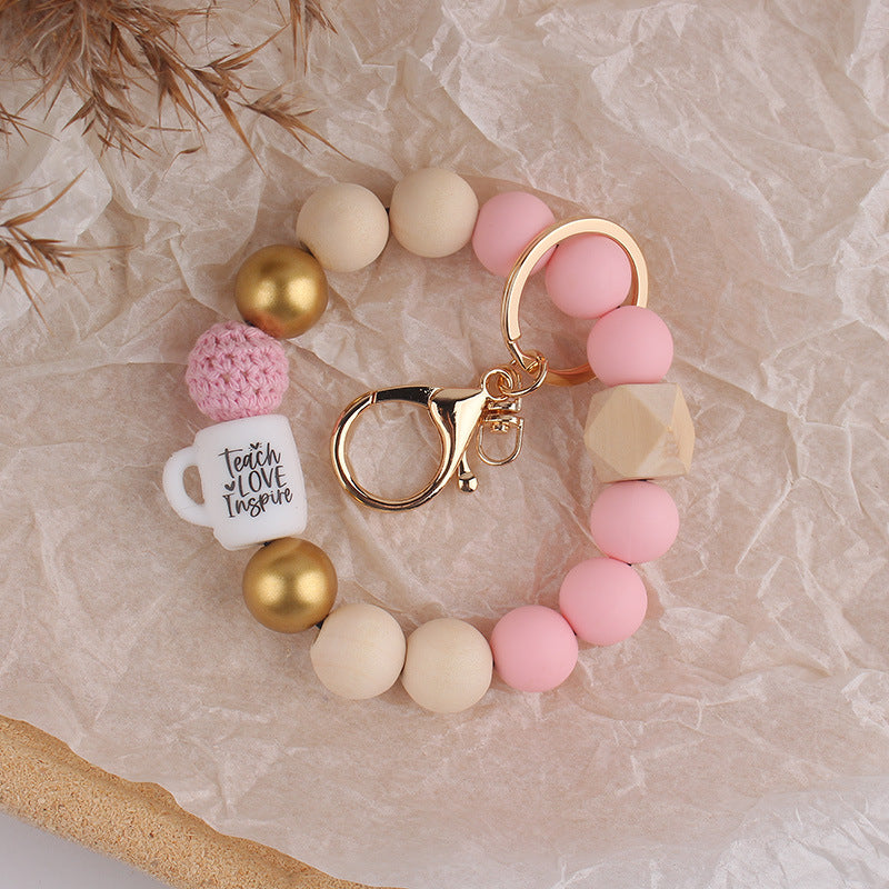 Wholesale Silicone Cup   Bracelet Teacher' s Day Wristlet Keychain