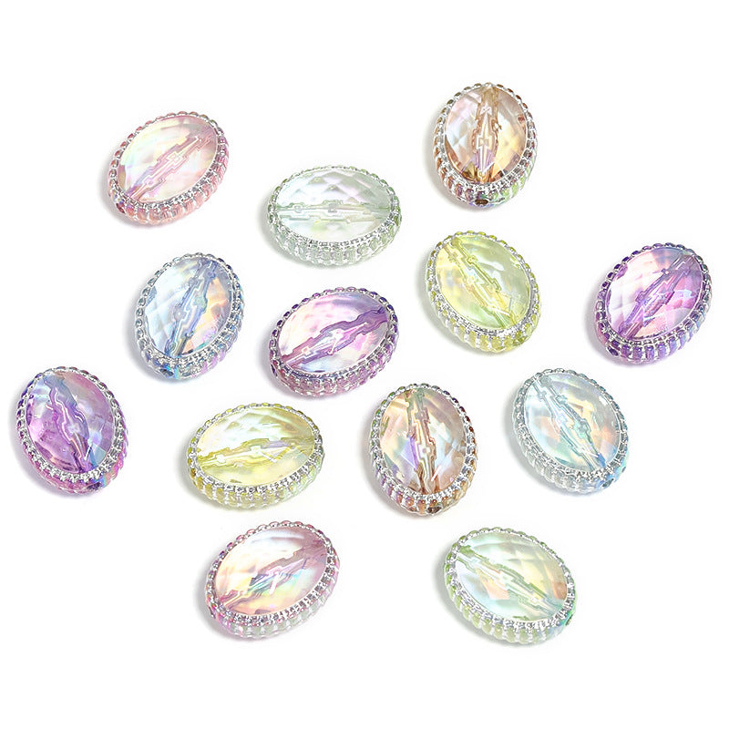 Wholesale 100pcs Diy Colorful Mysterious Magic Mirror Oval Acrylic Beads