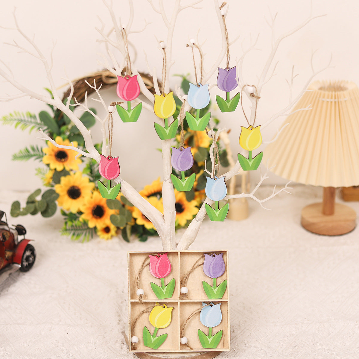 Wholesale of Mother's Day Four Grid Wooden Pendants