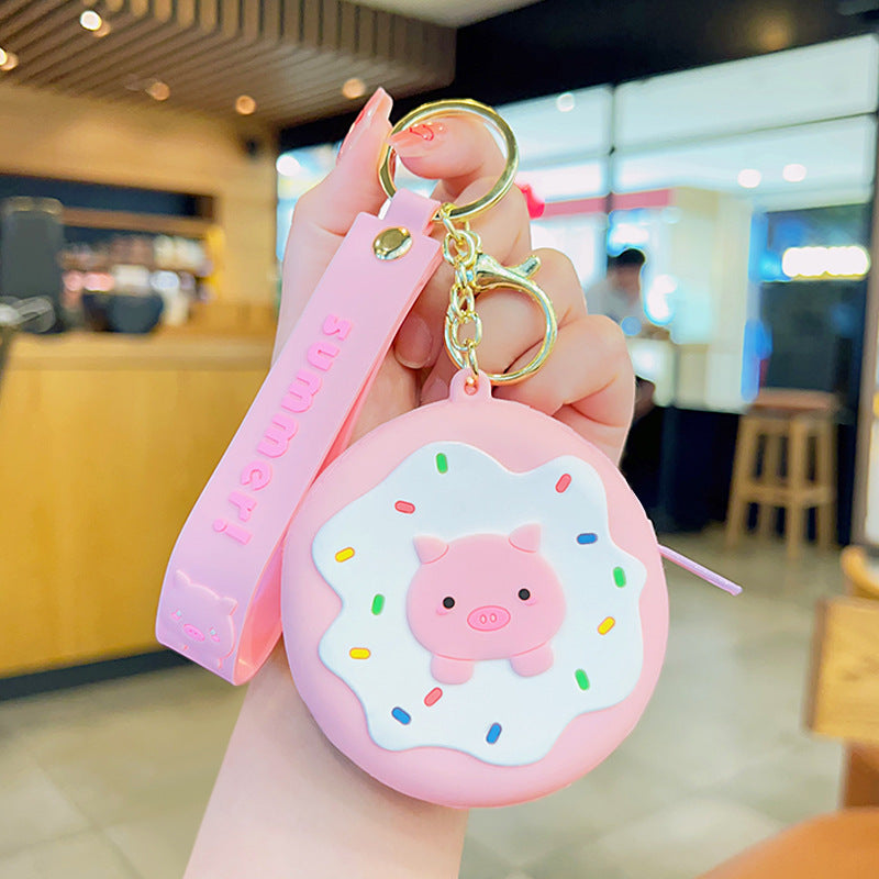 Llavero de monedera de monedas de silicona de donas al por mayor