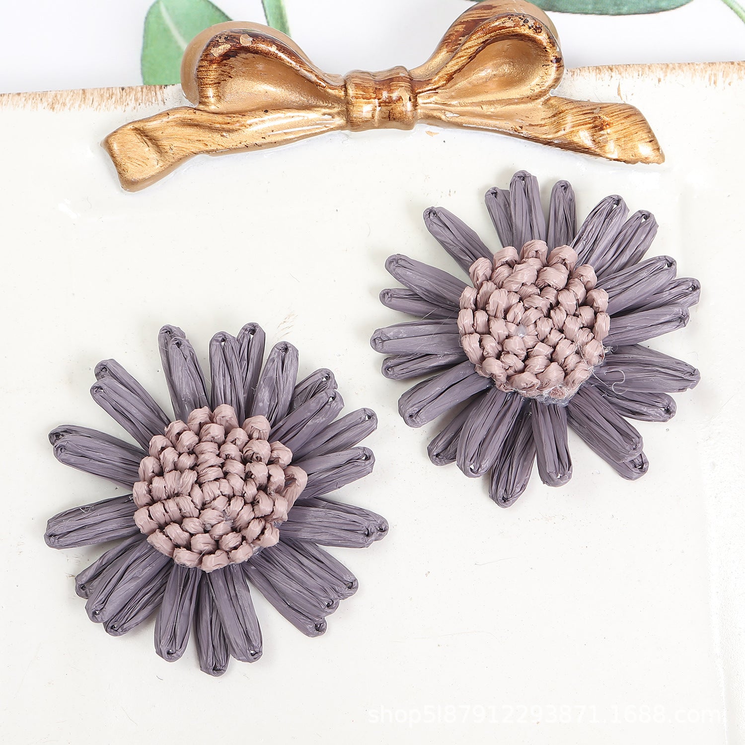 Wholesale Raffia Braided Daisy Bohemian Earrings