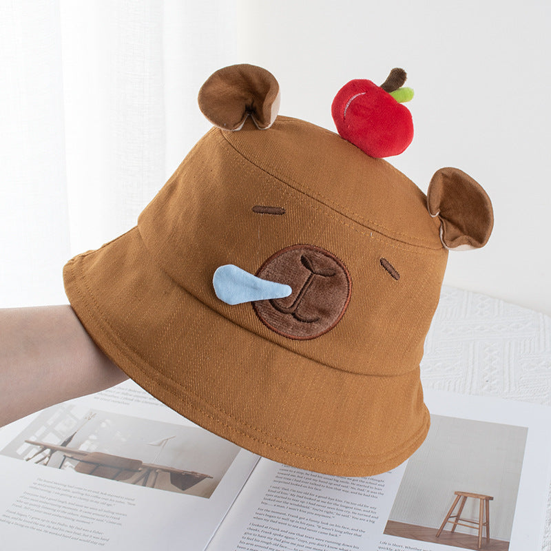 Wholesale Kapibala Apple Fisherman Hat Casual Cartoon Cute Sun Protection Bucket Hat