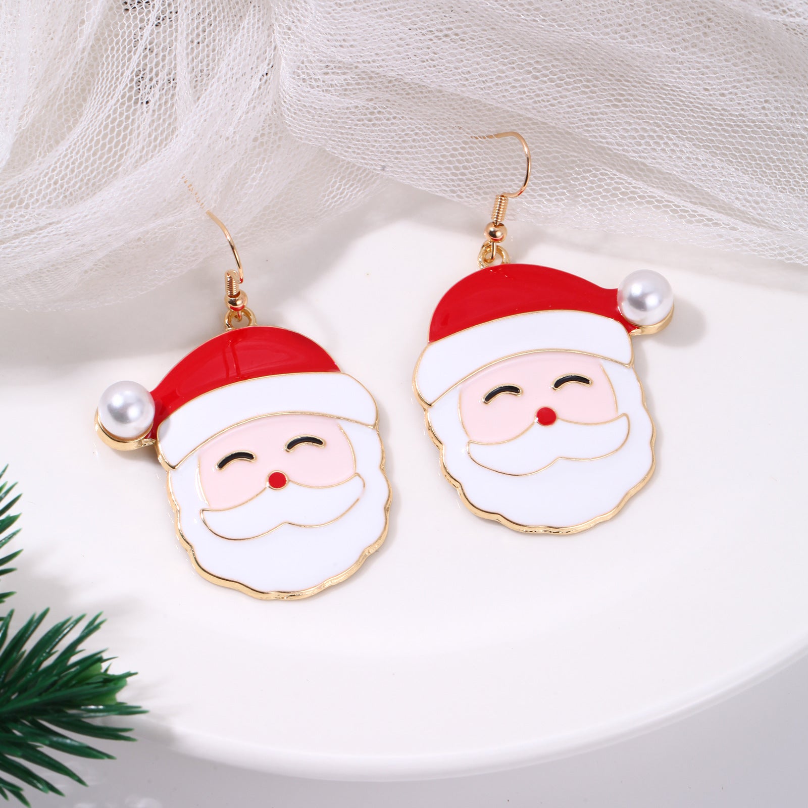 Wholesale Christmas Creative Cartoon Cute Alloy Santa Claus Earrings