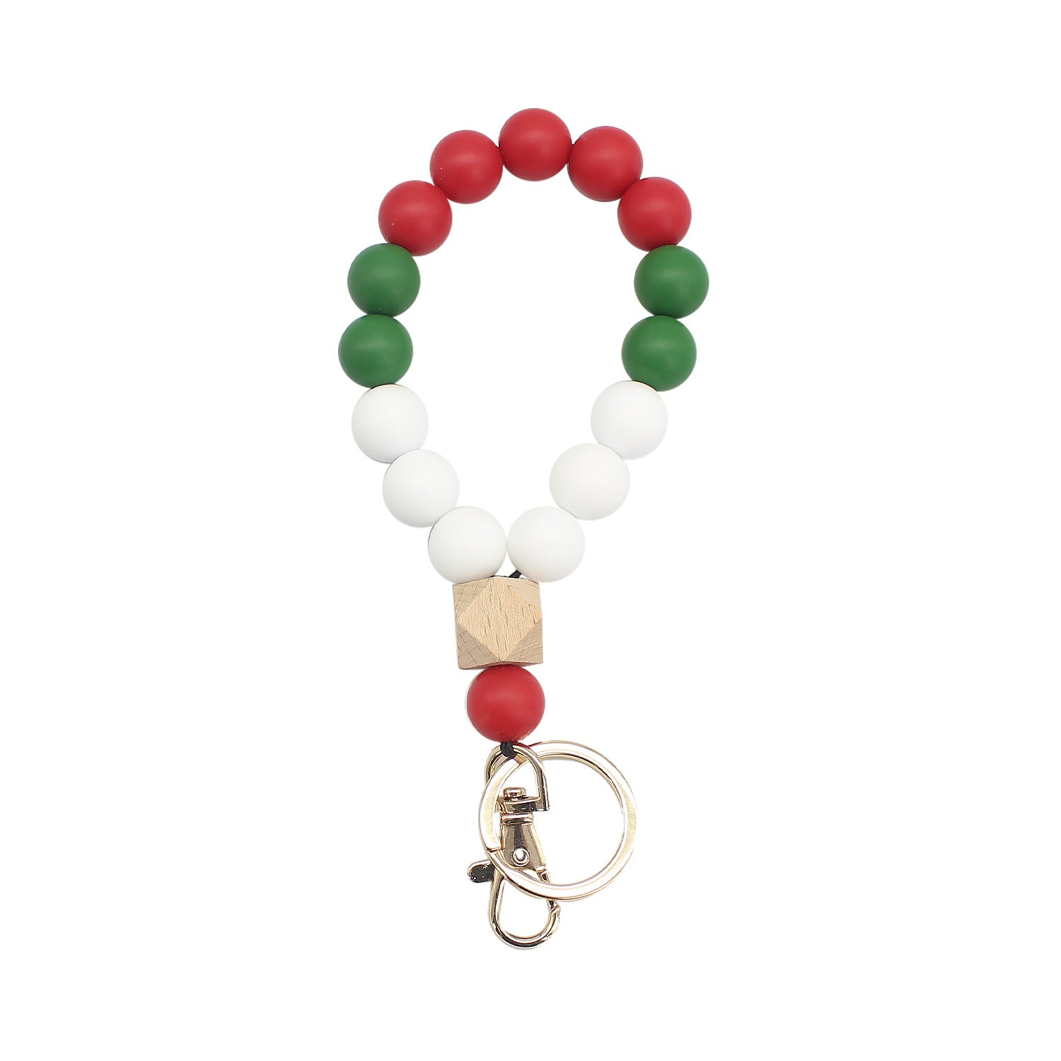 Wholesale Silicone Color Beaded Bracelet Keychain