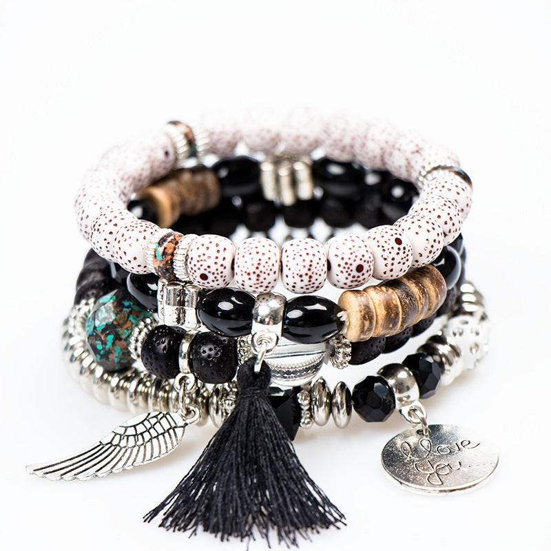 Wholesale Bohemian Multi layered Creative Tassel Bodhi Wings Love Fashion Bracelet
