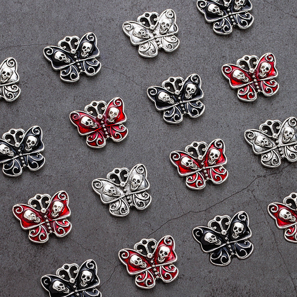 Wholesale 20pcs Retro Gothic Dark Style Butterfly Skull Pendant