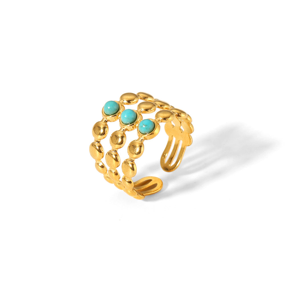 Wholesale Titanium Steel Inlaid Turquoise Ring