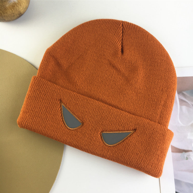 Wholesale Acrylic Autumn and Winter Reflective Devil's Eye Knitted Hats for Couples' Warm Woolen Hats