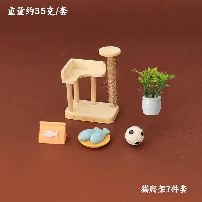 Wholesale Miniature cat climbing frame simulation cat toy model Doll Accessories