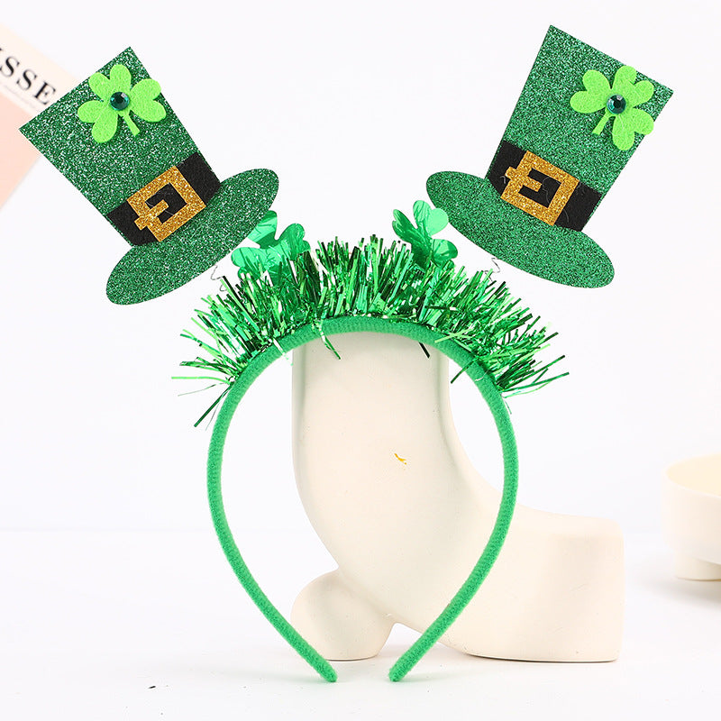 Wholesale St.  Patrick' s Day Green Clover Hat Headband