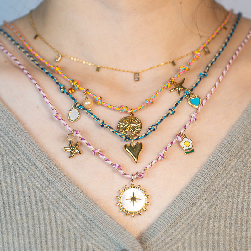 Wholesale Braided Necklace Luxury Multi-Pendant Niche stainless Steel Necklace