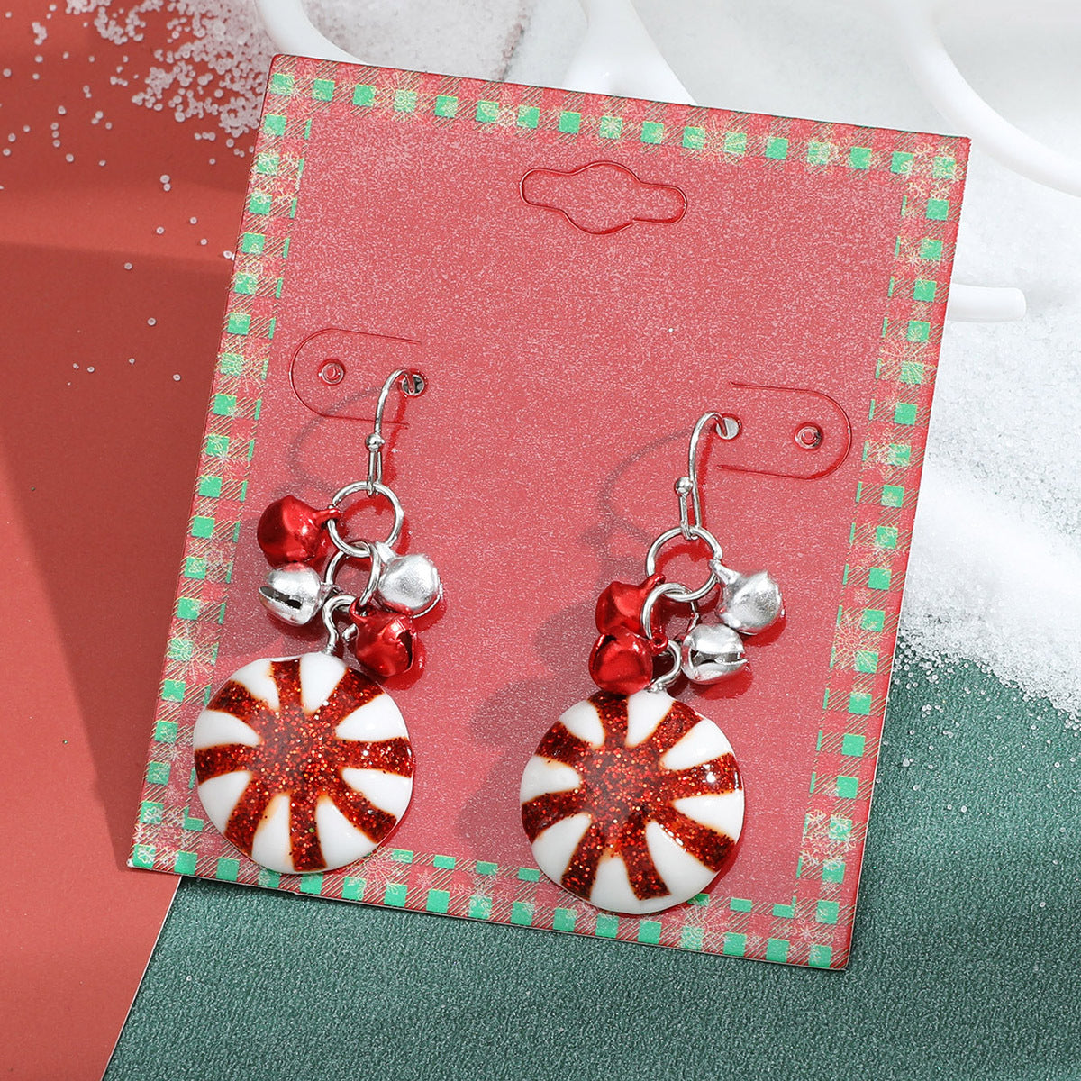 Wholesale Christmas Candy Christmas Tree Bell Alloy Earrings