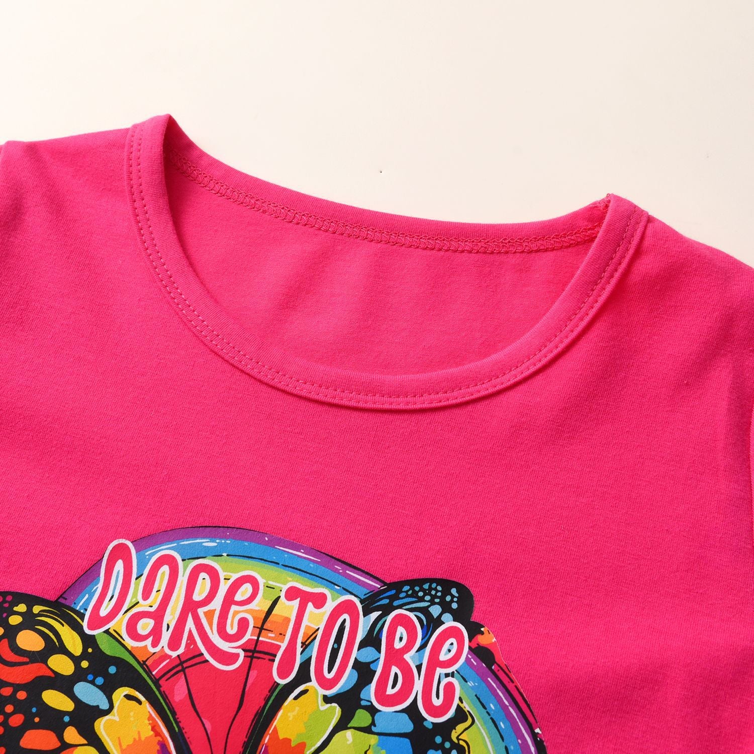 Wholesale Cotton Children's Long Sleeve Butterfly Sweatshirt Imitation Denim Bell Pants Suit