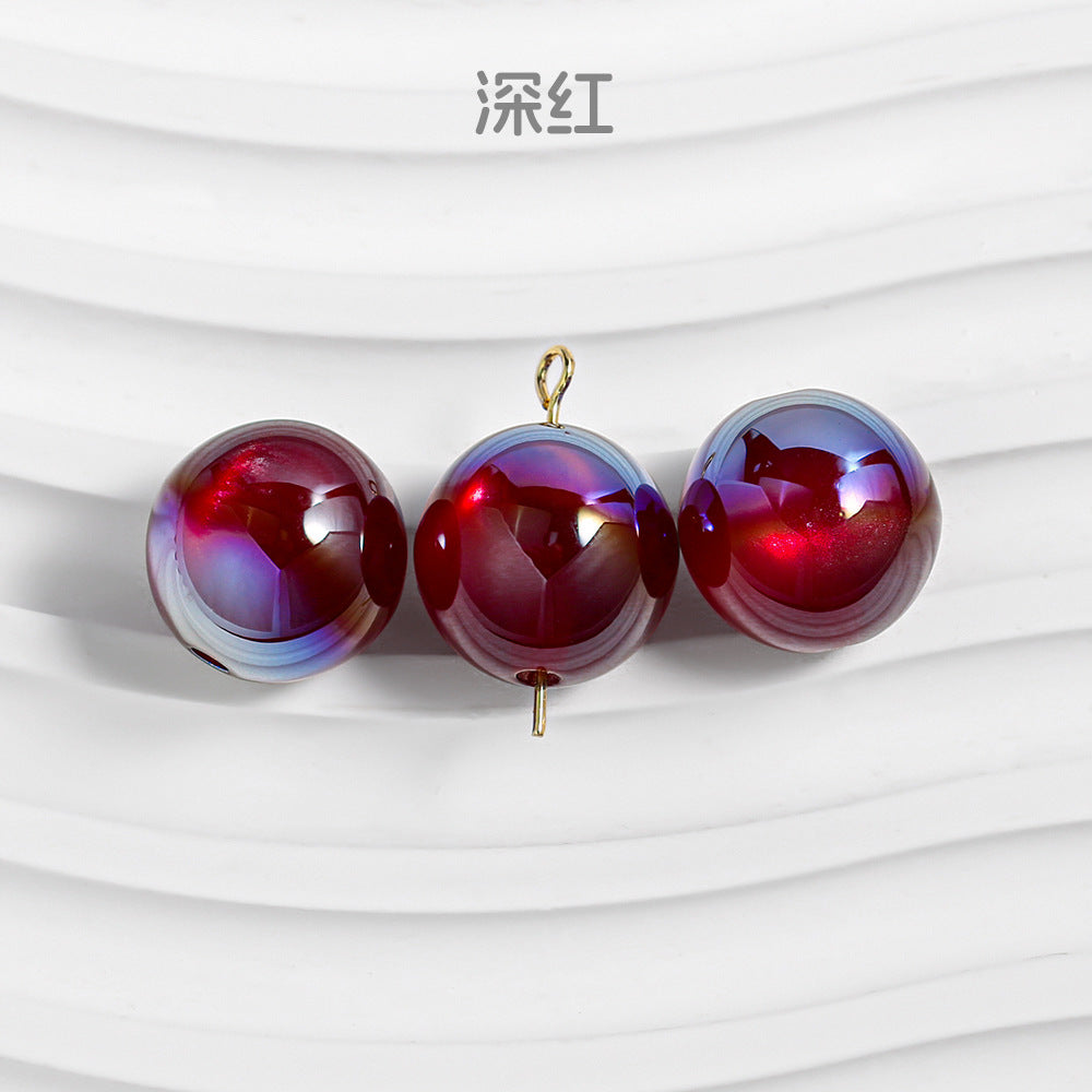 Wholesale 50pcs/1pack Autumn and Winter Versatile Cat Eye Straight Hole Through-hole DIY Resin Beads