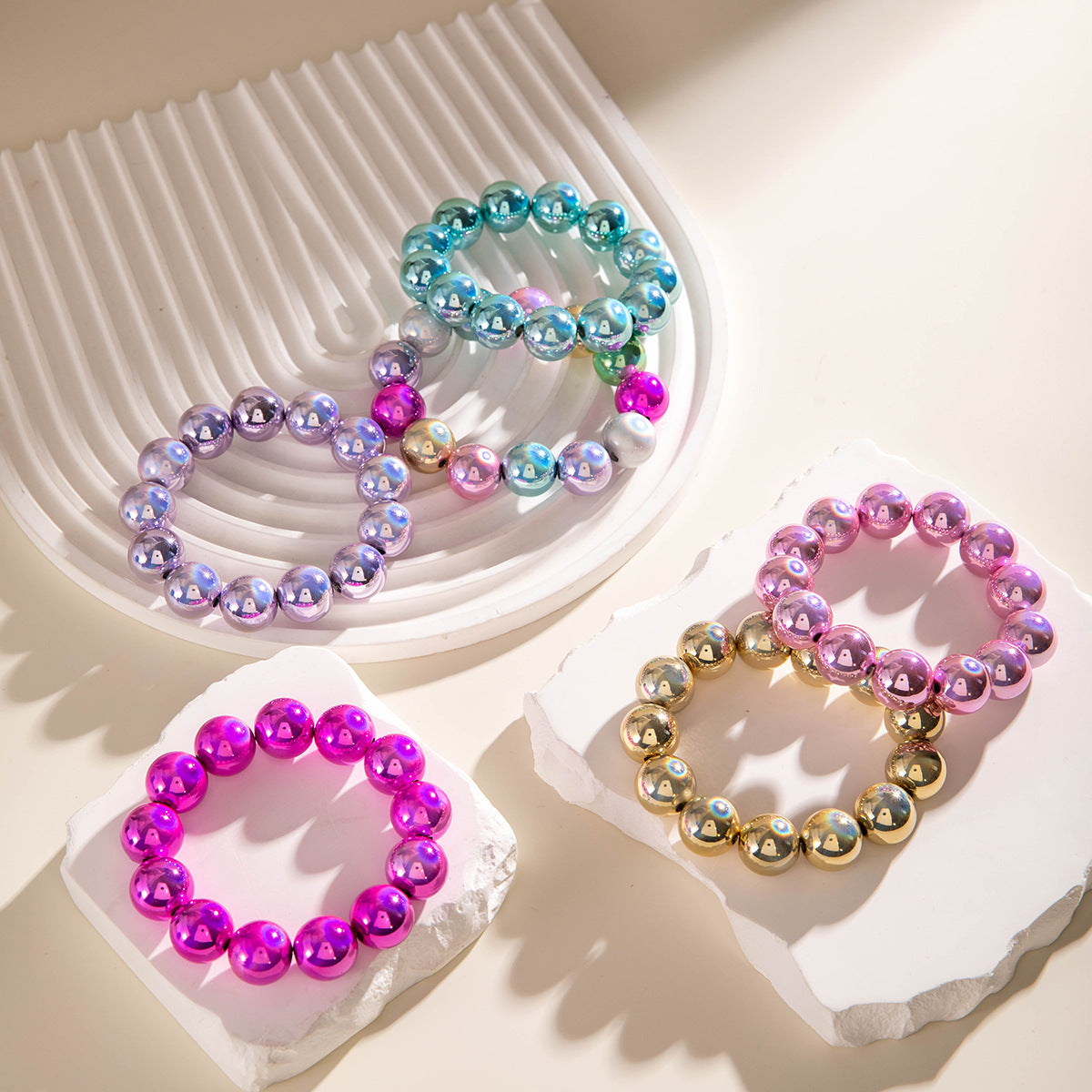 Wholesale Dopamine Colorful Gradient Beaded Bracelet