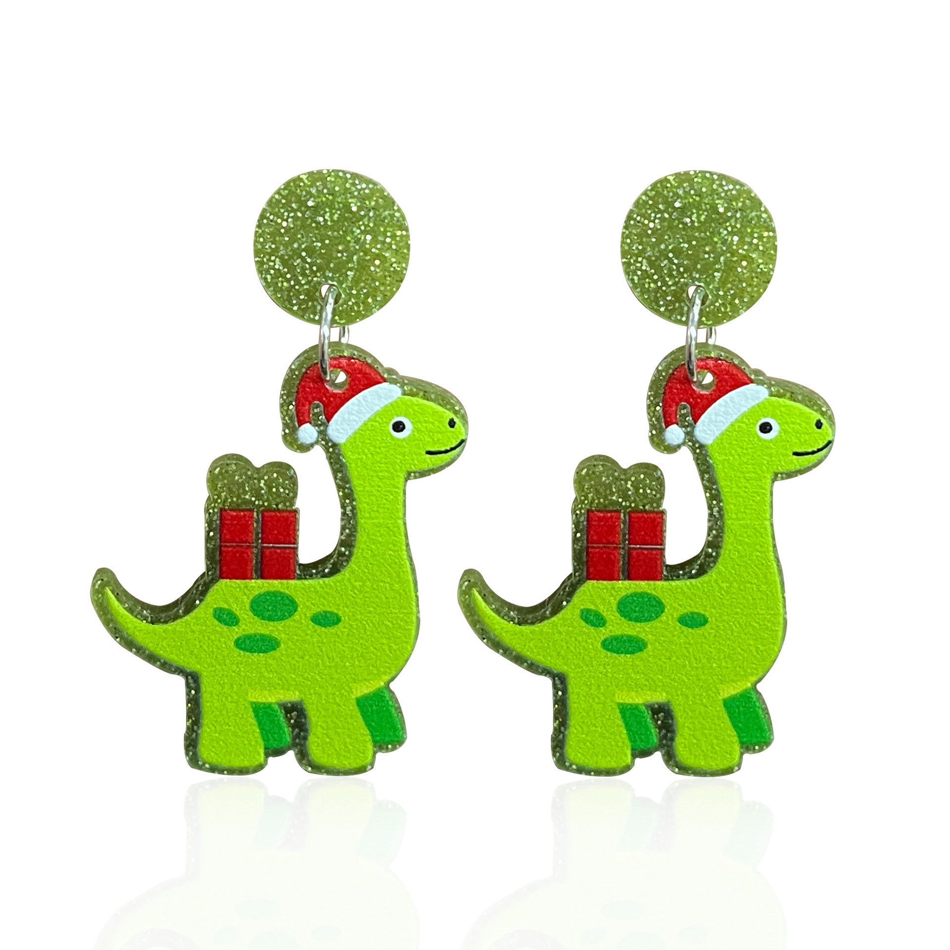 Wholesale Christmas Dinosaur Christmas Hat Neon Acrylic Scarf Dinosaur Women Earrings