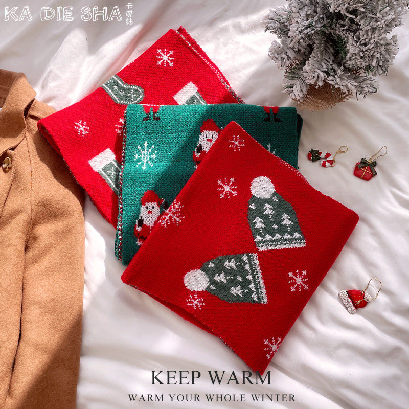 Wholesale Christmas Wool Knitted Thick Versatile Deer Scarf