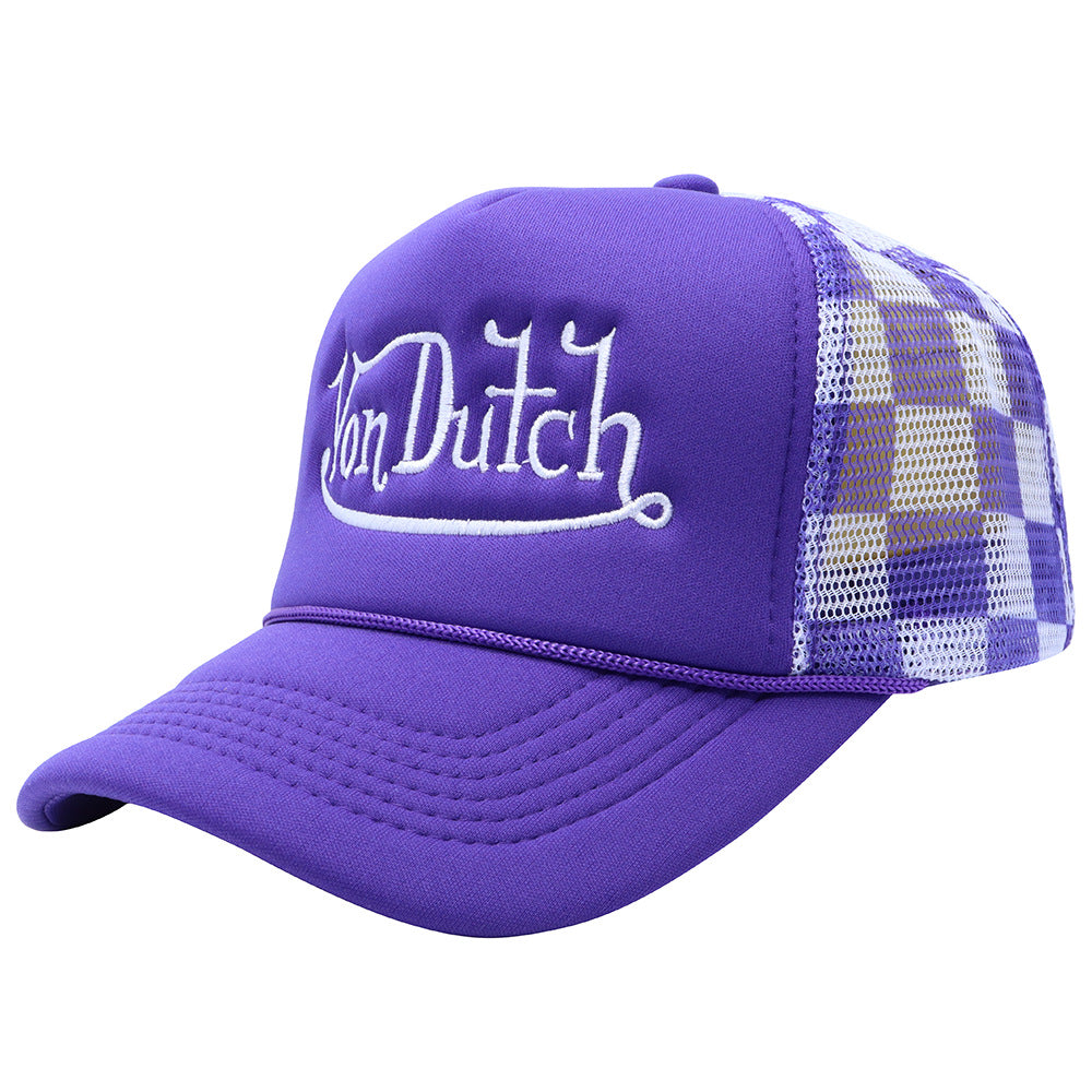 Wholesale Plaid Camouflage Embroidered Truck Hat Sun Protection Mesh Baseball Cap