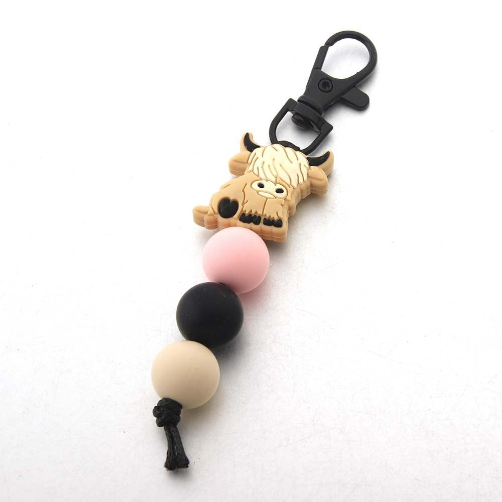 Wholesale Cartoon Animal Yak Silicone Beads Keychain