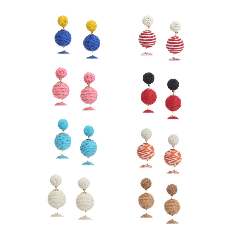 Wholesale Bohemian Handmade Wrap Ball Stud Earrings