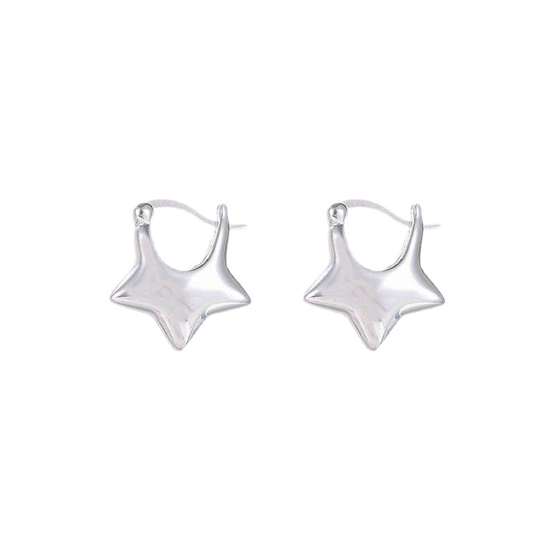 Wholesale creative personality simple smooth five-pointed star earring