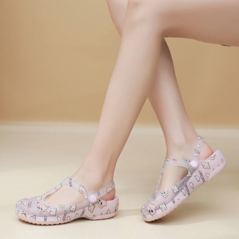 Wholesale Summer Outer Wear Rubber Seaside Beach Women Non-slip Mary Jane Slippers