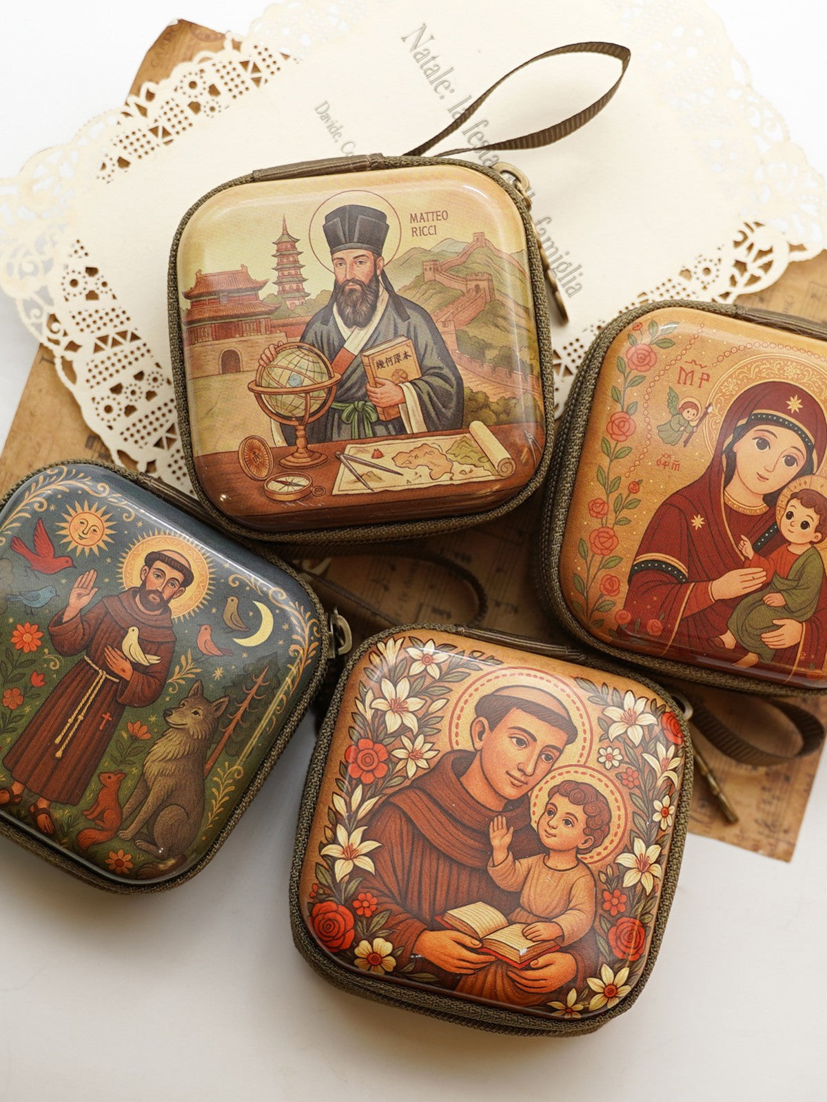 Wholesale Square hand drawn cartoon pattern portable coin purse