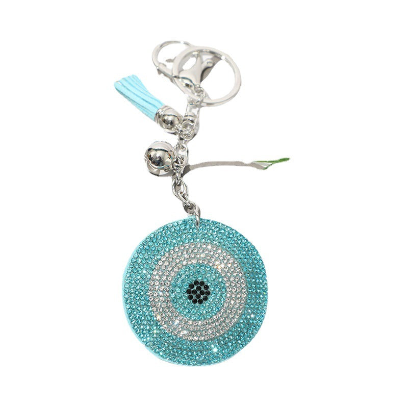Wholesale 12pcs Diamond Devil Evil Eye Keychain Bag Tassel Pendant Key