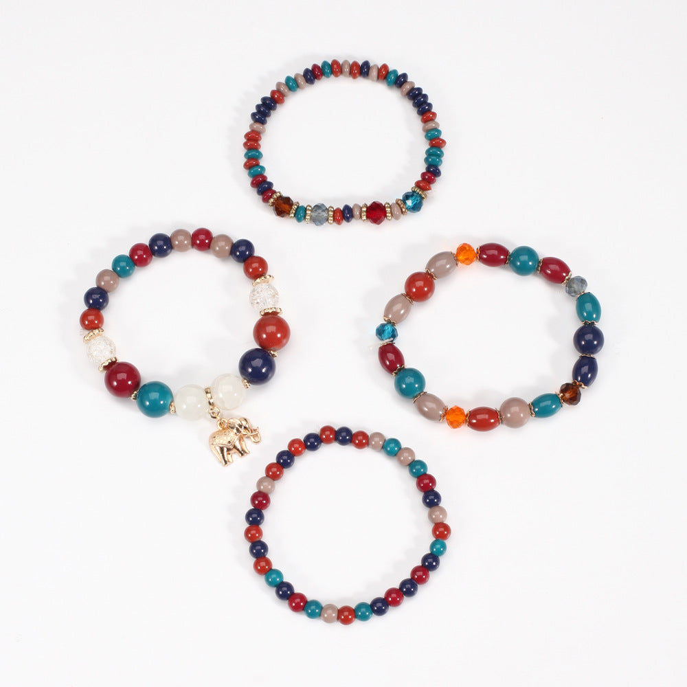 Wholesale Bohemian Elephant Pendant Beaded Bracelet