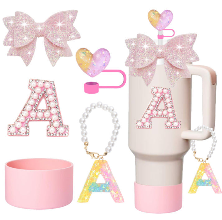 Wholesale Handle Flower Cup Chain Love Flower Straw Cap Cup Accessories