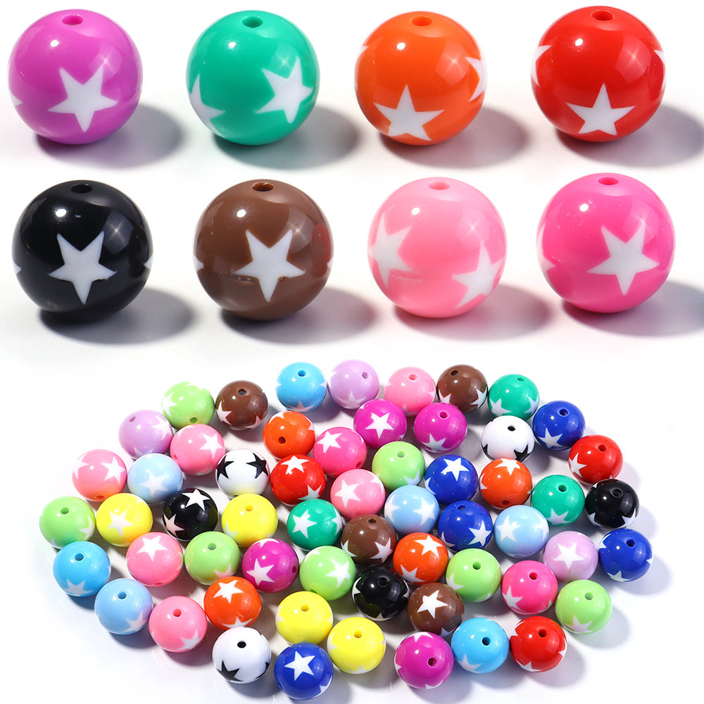 Wholesale 20pcs Painted double-sided heart-shaped pentagram Acrylic Beads